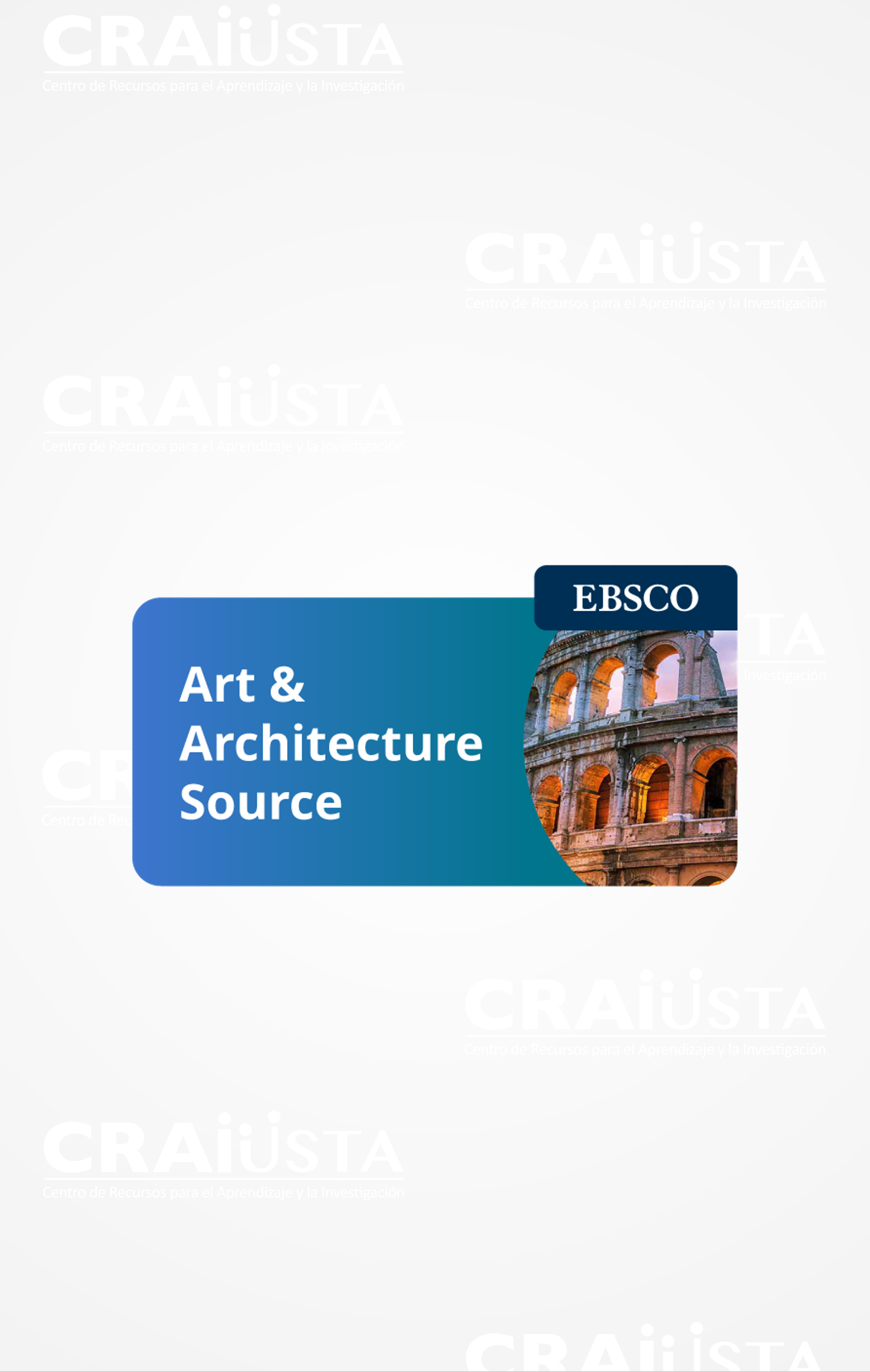 Contenido de revistas, libros e imágenes para investigación en arte y arquitectura en áreas como bellas artes, arte decorativo, arte comercial y diseño arquitectónico.